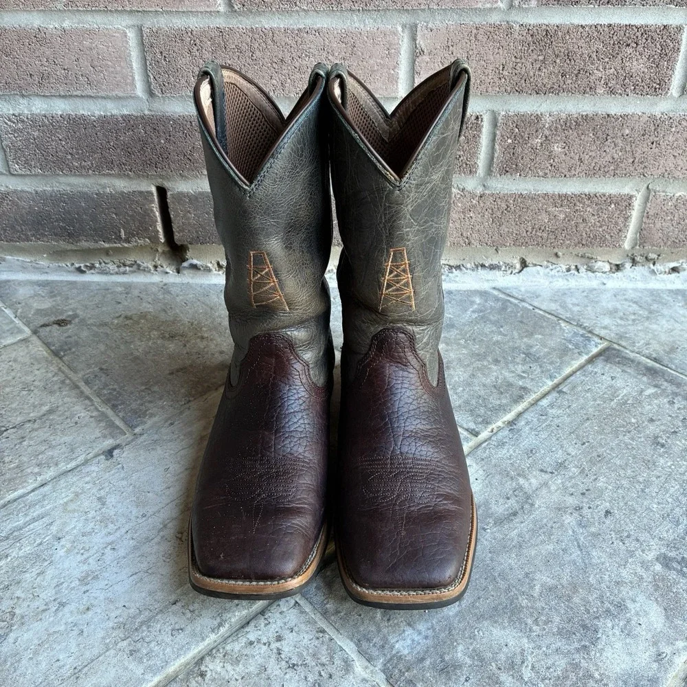 Twisted‎ X Youth 6M Boots Cognac Blue Western Square Toe Oil Rig Work Cowboy